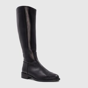 New Aquatalia Nevata Cap Toe Riding Boot Black Leather Sz 9.5